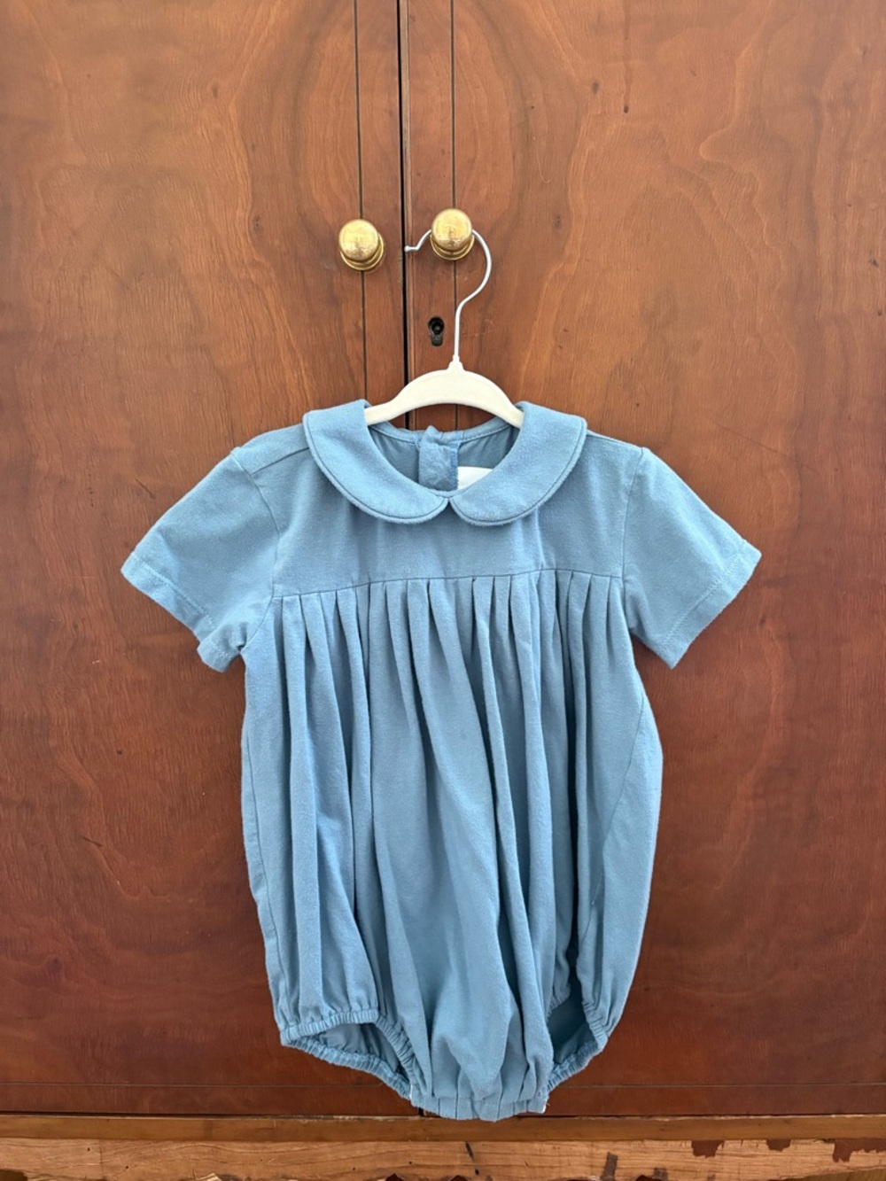 Blue Peter Pan Collar Baby Bubble Romper